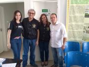 A coordenadora de Saúde Bucal, Cinthia, os conselheiros Ruy e Jane, e o secretário Municipal de Saúde, Luis Eduardo Pimentel Soares