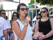A estudante Olga Maranhão marcou presença no protesto falando da importância do engajamento dos alunos no movimento