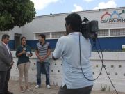 Repórter da InterTVCabugi com o conselheiro do CRO-RN e o secretário adjunto de Saúde de Ceará-Mirim