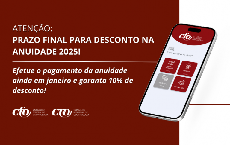 Atenção: prazo final para pagamento com desconto de 10% - anuidade 2025